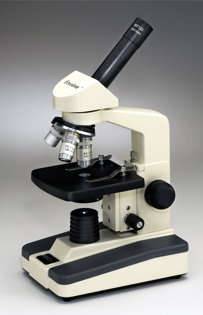 Microscope M220 Series Microscope Coarse/Fine Focusing Monocular 4X, 10X, 40X Battery/AC Tapped Plain by Unico  ID M220LED